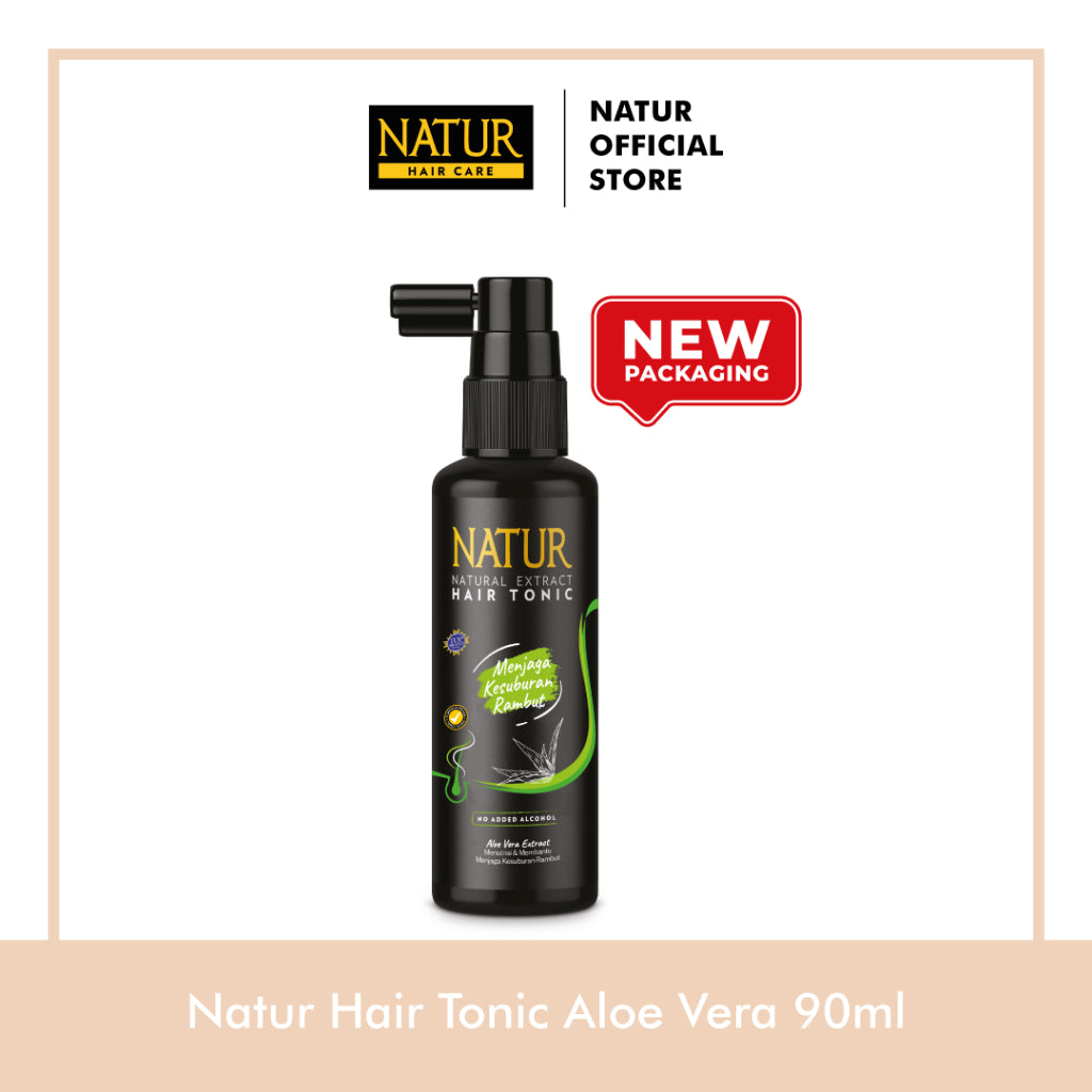 Natur Hair Tonic Aloe Vera 90ml – Terlaris! Rambut Lebat, Sehat & Kuat | Bebas Alkohol | Aroma Segar Alami