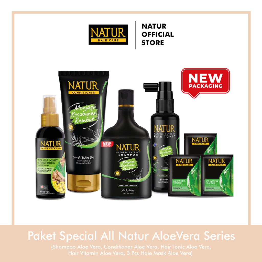 Paket Special All Natur Aloe Vera Series (Shampoo, Hair Vitamin, Hair Tonic, Conditoner, Hair Mask)