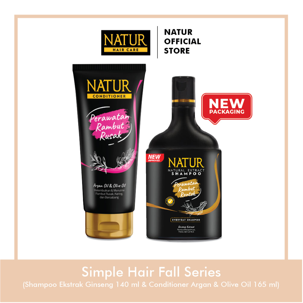 Simple Hair Fall Series - Paket Shampoo Conditioner Rambut Rontok / Anti Hair Fall / Menguatkan Akar Rambut