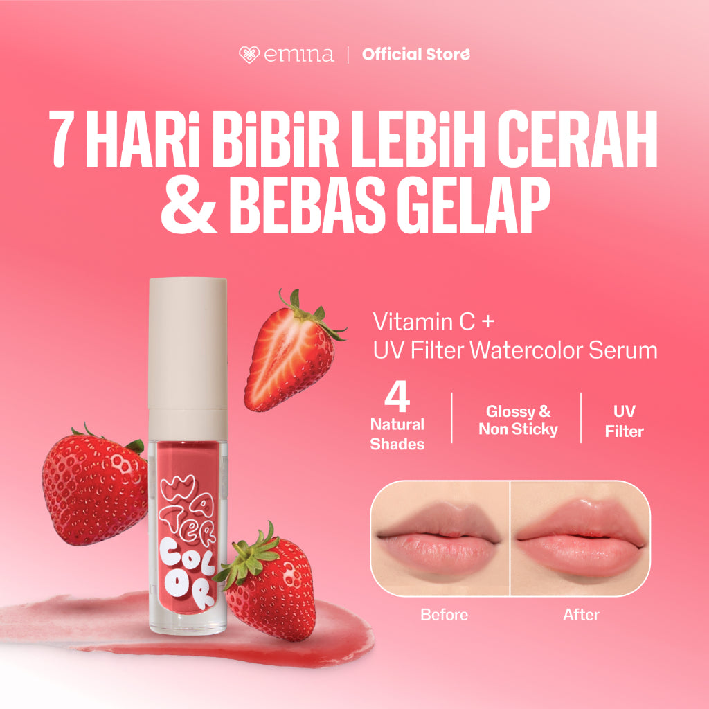 Emina Watercolor Lip Serum - Serum Bibir Tinted Mencerahkan dalam 7 Hari