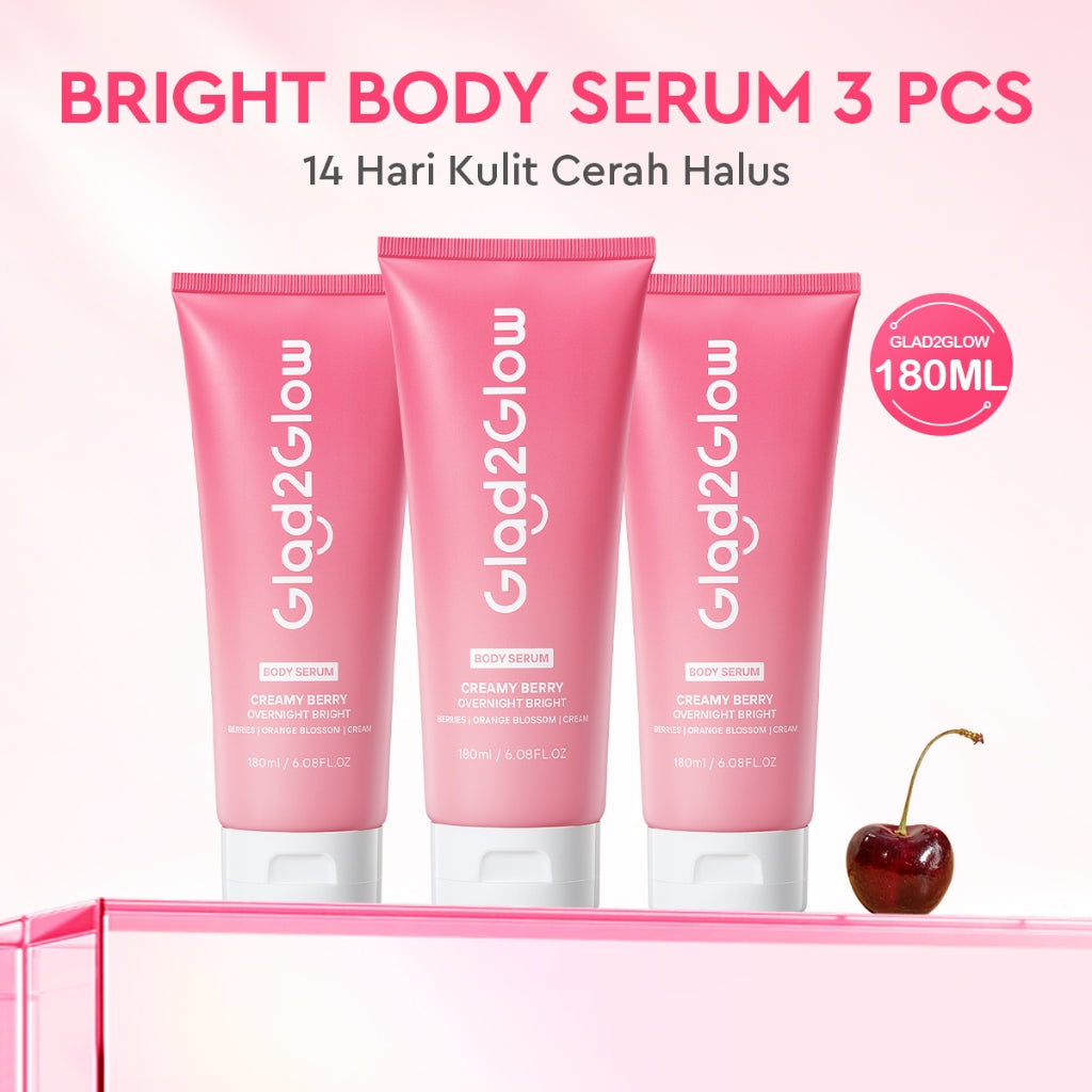 Glad2Glow Bright & Moist Body Serum Series | Body Cream Body Lotion Brighten Moist & Smooth Pemutih Badan Body Serum Glow & Peeling Menghidrasi Kulit Mencerahkan Dan Pemutih Tubuh Atasi Belang Brighty Care Whiten Handbody ohbt Lotion g2g official store