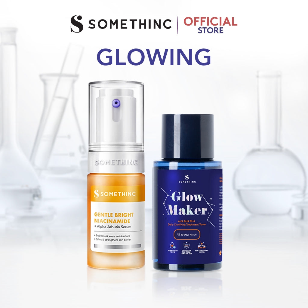 SOMETHINC [2 PCS] New Serum + Toner Combo (Gentle Bright Niacinamide + Alpha Arbutin Serum, Glass-C 12% Vitamin C+ GlutaBright™ + Ferulic Serum, Acne Treatment 2% Salicylic Acid Serum)