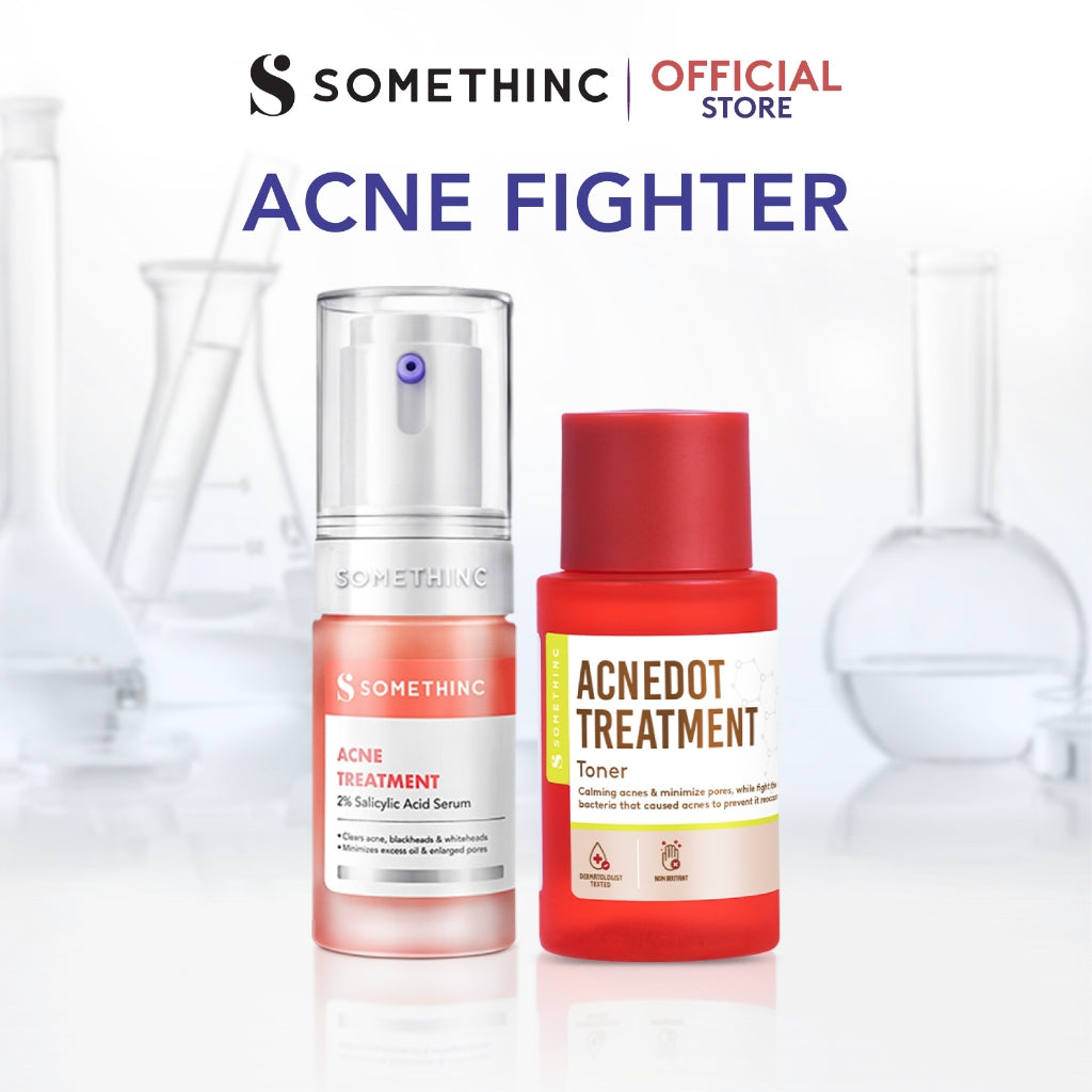 SOMETHINC [2 PCS] New Serum + Toner Combo (Gentle Bright Niacinamide + Alpha Arbutin Serum, Glass-C 12% Vitamin C+ GlutaBright™ + Ferulic Serum, Acne Treatment 2% Salicylic Acid Serum)