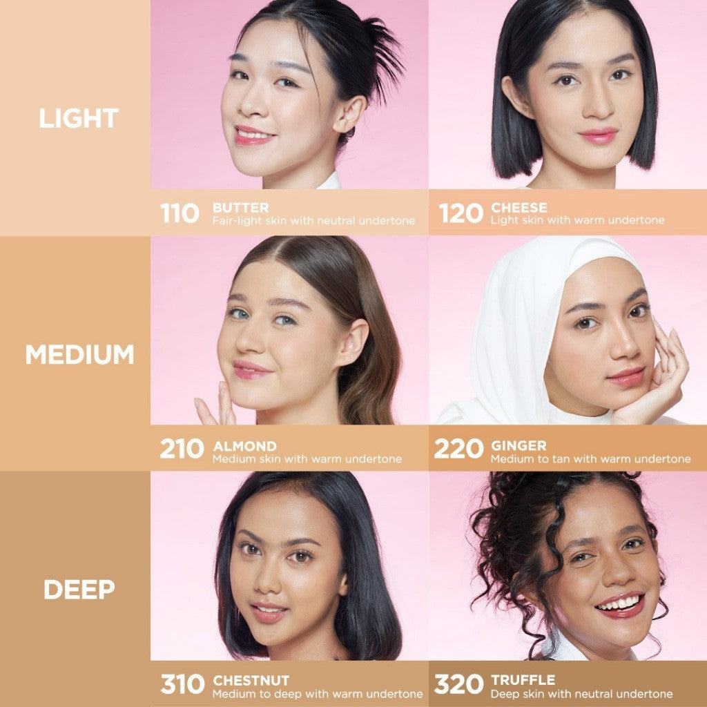 Azarine Porefect Matte Set [2 PCS] Covermatte Cushion + Powder Foundation TWC Base Makeup Matte Anti Badai untuk Kulit Berminyak Cushion Tahan Lama Flawless Matte Finish Lightweight Makeup Easy Application Buildable Coverage