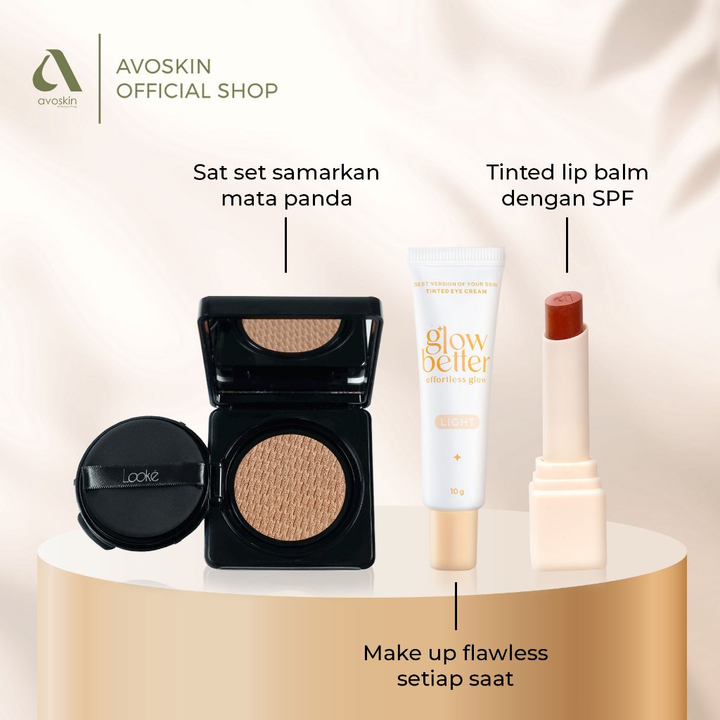 [AVO LOCAL POWER] Glow Up Glam Set (Tinted Eye Cream (10 g) + YSB Hybrid Elixir Tinted Melting Balm + Flawless BB Cushion (13 g))