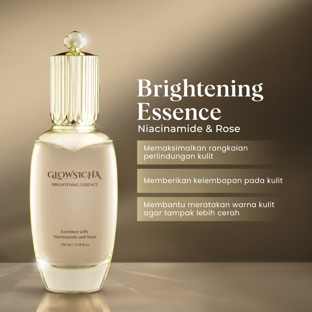 [FREE 2pcs Perfume] Glowsicha Bundle 6in1 (Facial Wash + Essence + Serum + Night Cream + Day Cream + Sunscreen) Skincare Lengkap Mencerahkan Melembabkan Wajah Glowing Cerah AHA Niacinamide Salmon DNA Collagen Toner Gel Krim Siang Malam