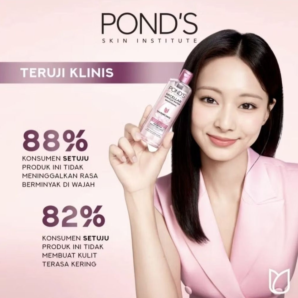 Ponds Micellar Water Miracle Niasorcinol Pembersih Makeup Mencerahkan 100 ml