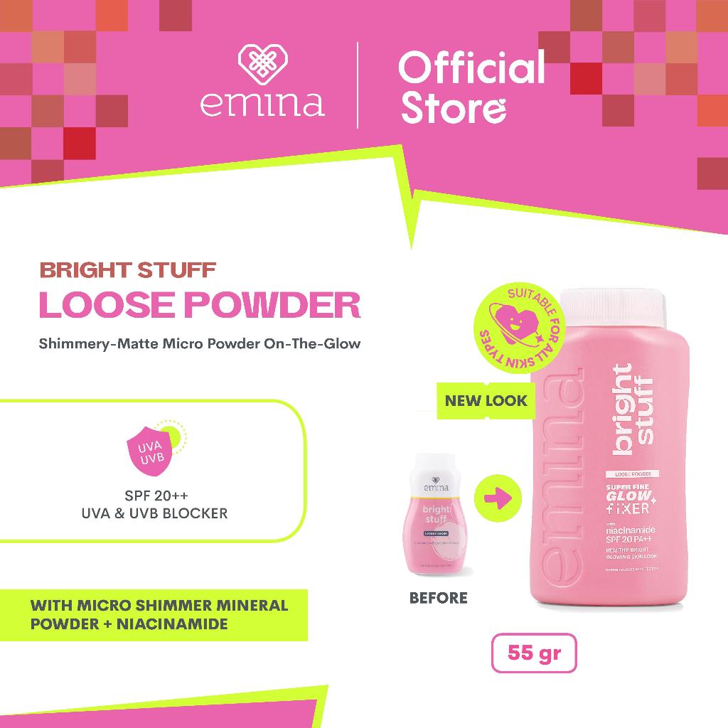 Emina Bright Stuff Refresh Package - Loose Powder, Tone Up Cream Instant Brightening, Mencerahkan, Glowing