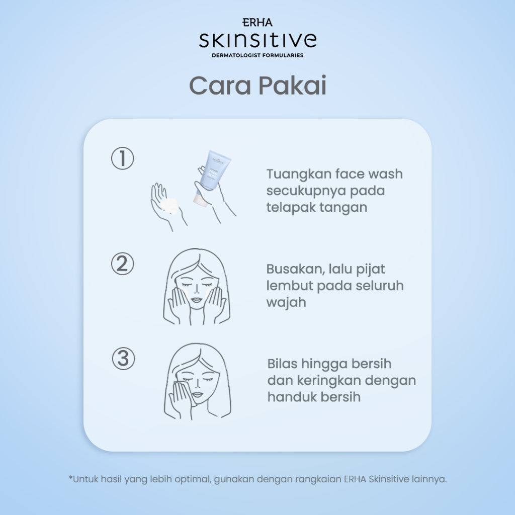 ERHA Skinsitive Ultracalm Face Wash 80g | Sabun Cuci Muka Semua Jenis Kulit (Normal - Sensitif) dengan Panthenol, Aloe Vera Extract | Melembapkan, Kulit Tidak Ketarik | PH Balance, Hypoallergenic, Gentle, Calming | Memperkuat Skin Barrier