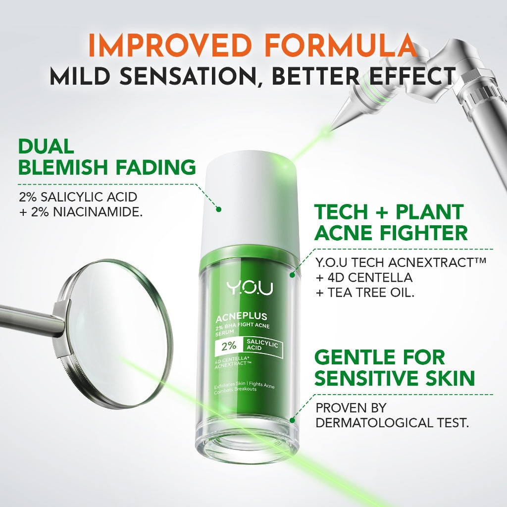 [NEW] YOU AcnePlus 2% BHA Fight Acne Serum Jerawat Kulit Berminyak Berjerawat Salicylic Acid Serum