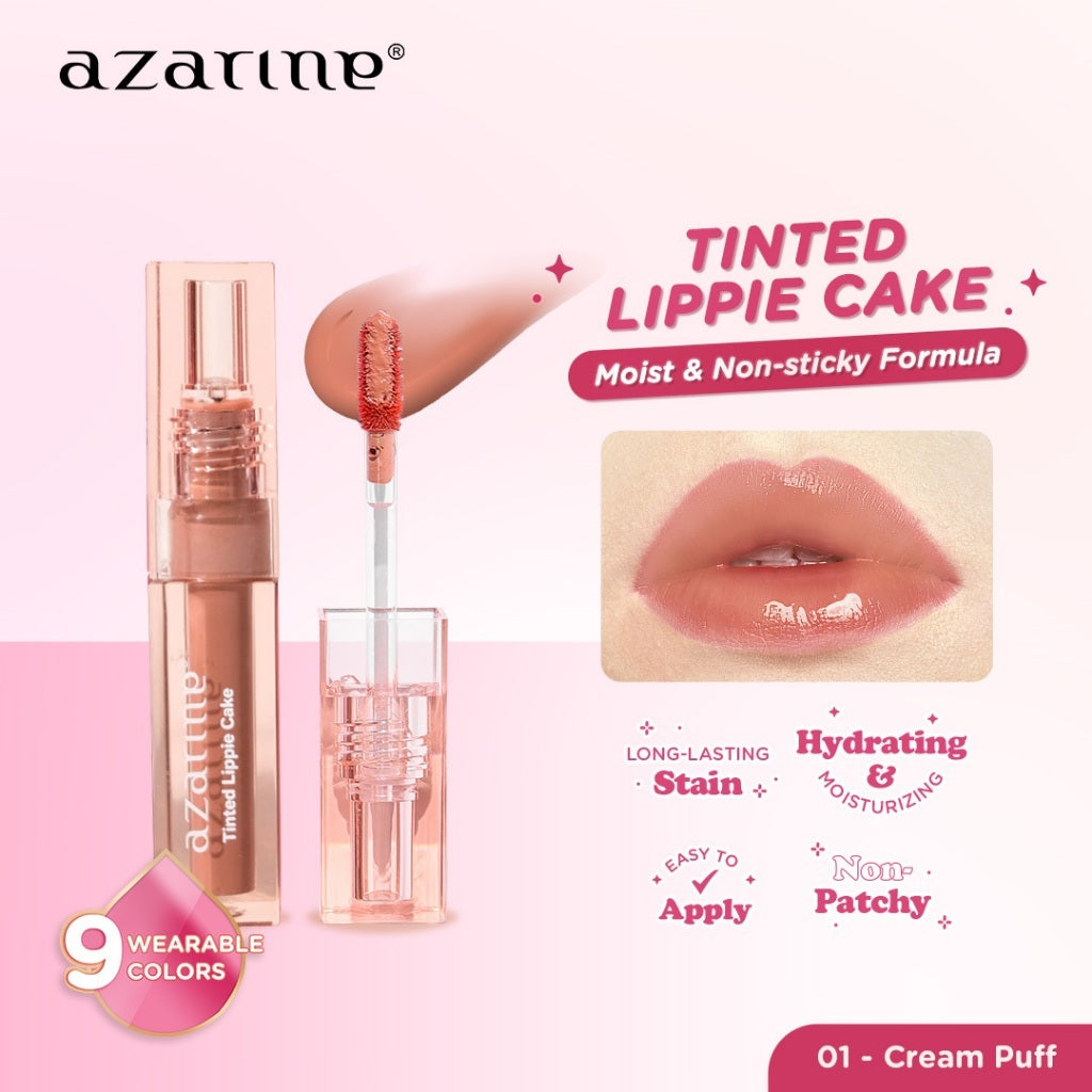 Azarine Gloss Glow Bundle [3 PCS] Invisipore Primer Sunscreen SPF 50 PA++++ Primer Makeup Pore Blurring Tahan Lama + Tinted Lippie Cake Liptint Longlasting + Galactic Shine Gloss Melembabkan Menutrisi Bibir Kering Pigmented Color Lightweight