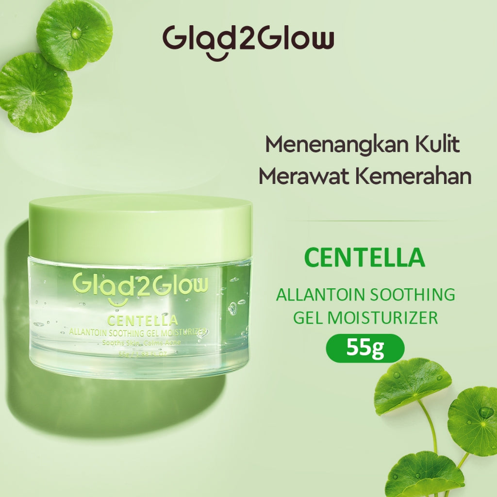 Glad2Glow Centella Water Gel Soothing Moisturizer Madeca Cream Berjerawat Acne Cica Pelembab Wajah 100g  Menenangkan kulit Mengurangi kemerahan Mengontrol minyak Mengobati kulit berjerawat Menjaga g2glow official store