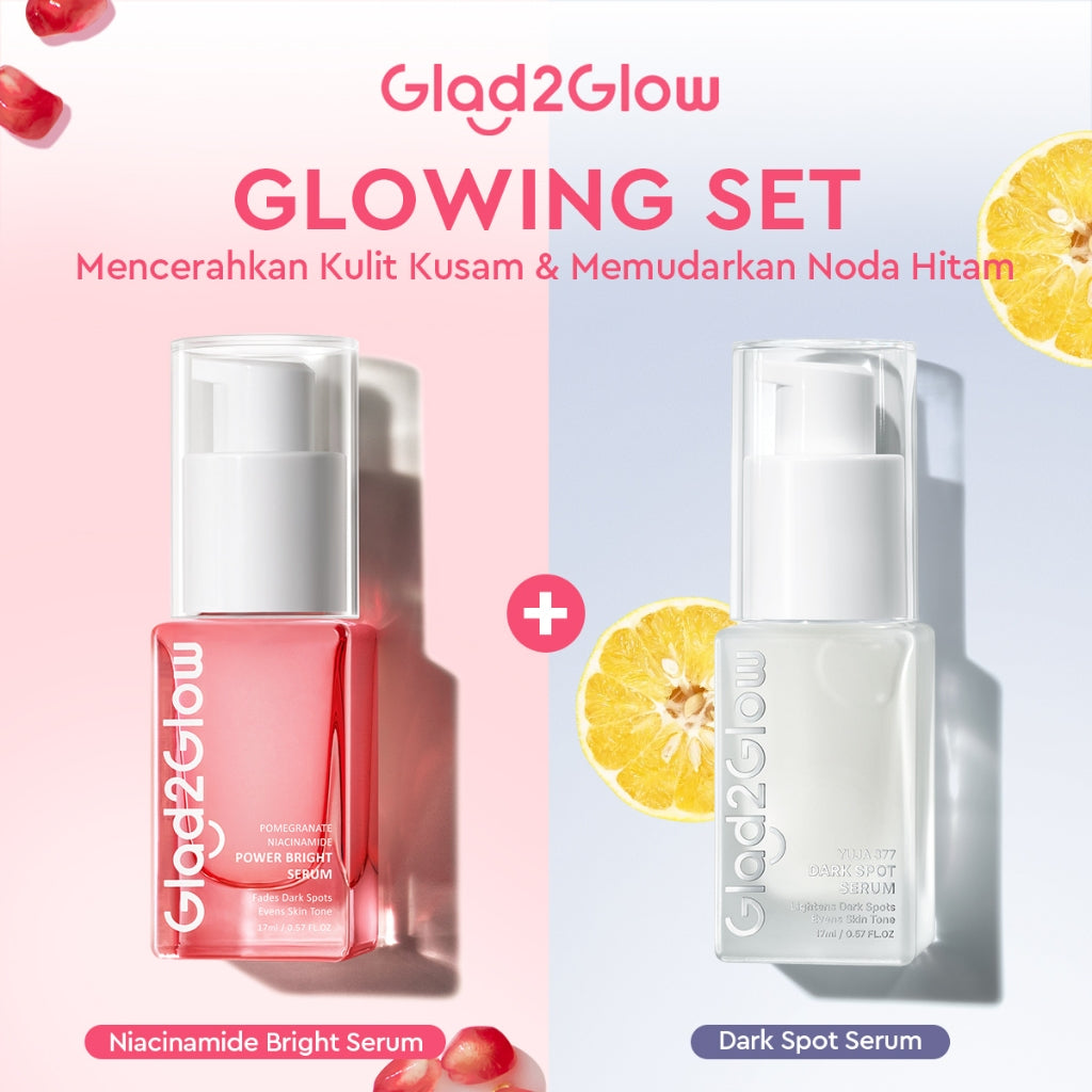 Glad2Glow Serum Series Peeling Serum Exfoliating Serum Bright Serum Glad2Glow Serum Mencerahkan Wajah Serum Pemutih Wajah Serum Retinol Serum Dark Spot Serum Acne Spot Serum Jerawat Glowing Serum Whitening Serum Brightening Serum Glow G2G Serum Niacinamid