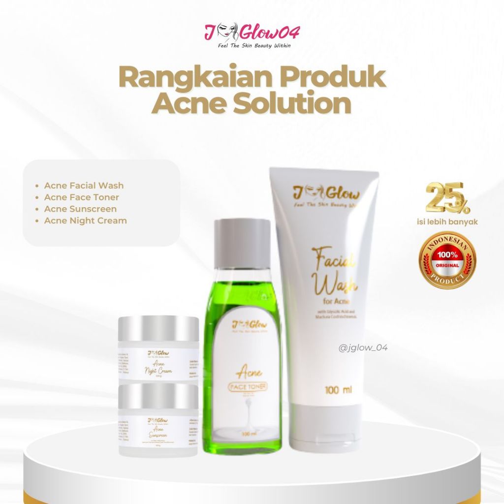 Jglow Skincare Paket Kulit Berjerawat Acne (Perawatan Kulit Bejerawat) - 4pcs