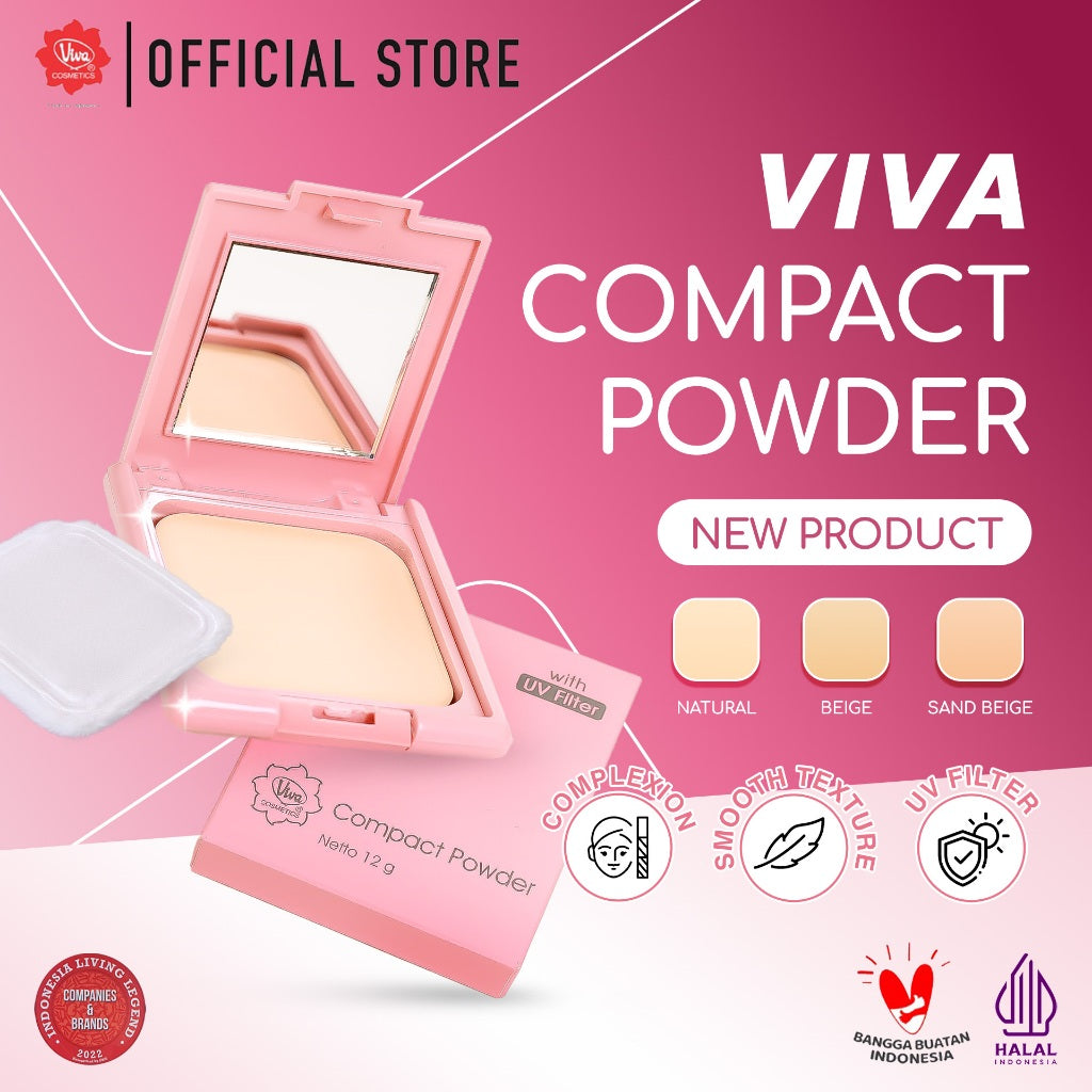 Viva Compact Powder - Tersedia 3 Shades dengan Formulasi UV Filter