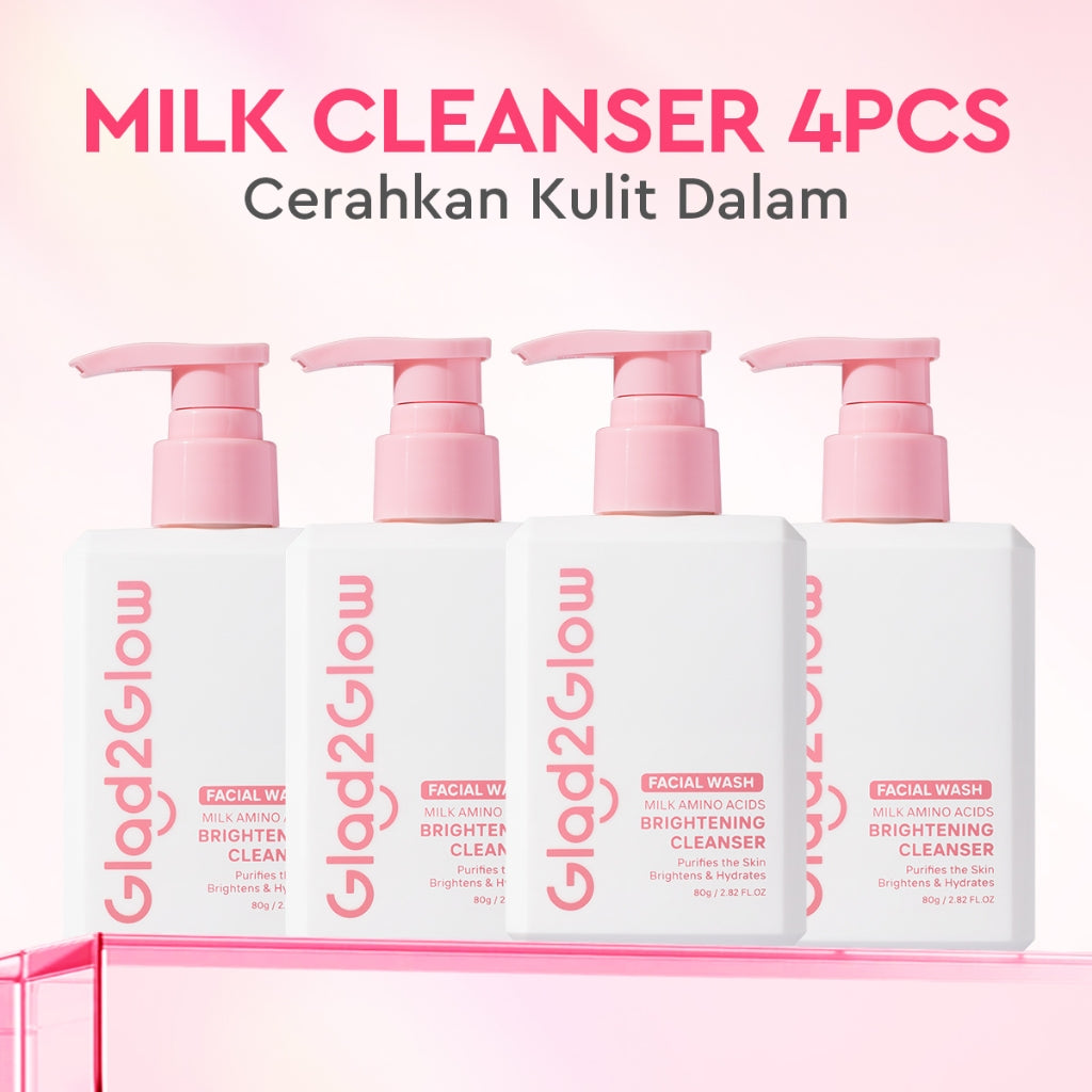 Glad2Glow Milk Amino Acid Gentle Cleanser Brightening facial wash skincare face wash sabun cuci muka cleansing balm exfoliating exfoliasi wajah sabun muka pembersih wajah Mencerahkan wajahMelembabkan kelembaban Mengandung asam amino g2glow official store