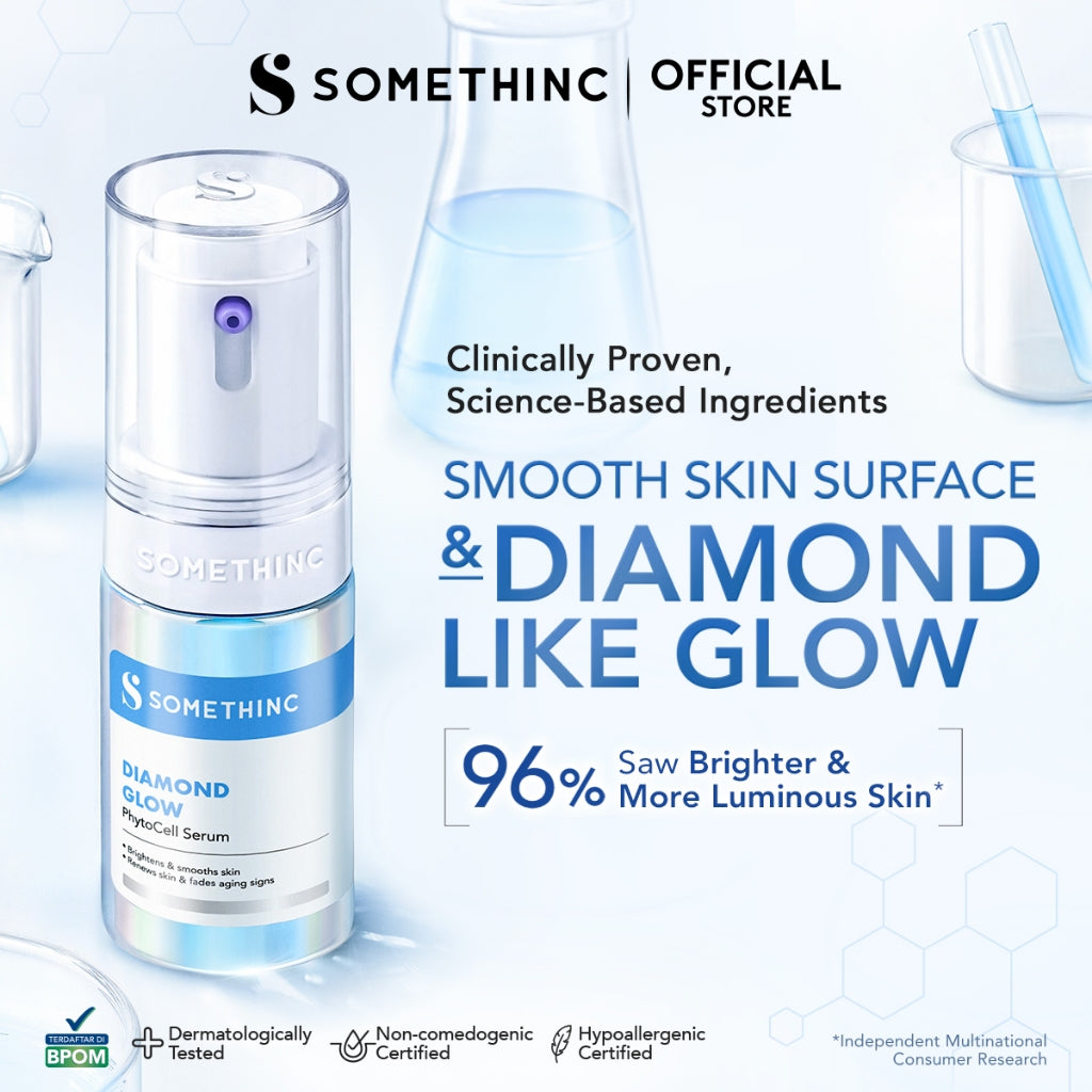 [PAKET GLOWING] SOMETHINC [2 PCS] Diamond Glow PhytoCell Serum + Ceramic Skin Saviour Moisturizer Gel - Brightening Acne Skin Barrier