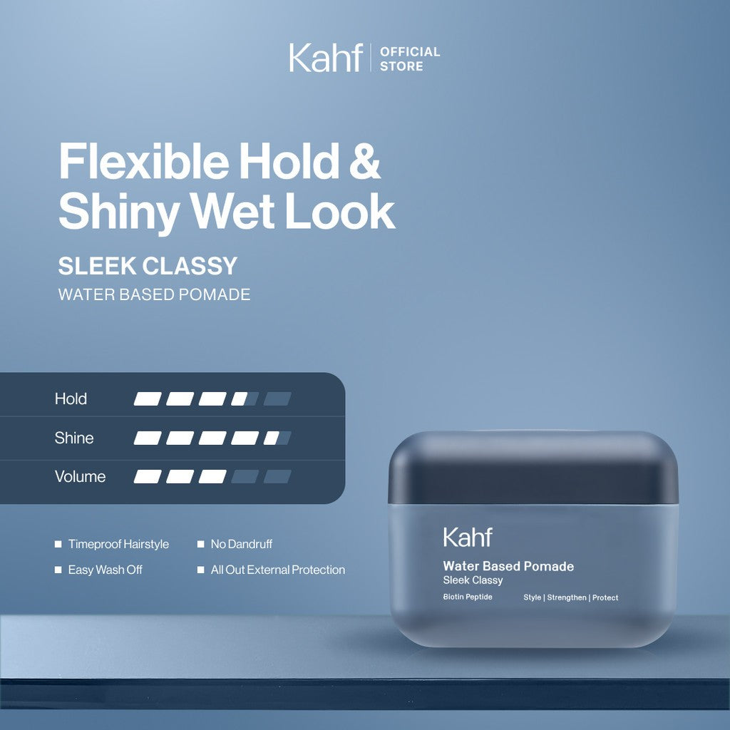 Kahf Sleek Classy Water Based Pomade -12h Strong Hair Styling Product - Easy Wash Easy Application - Minyak Rambut