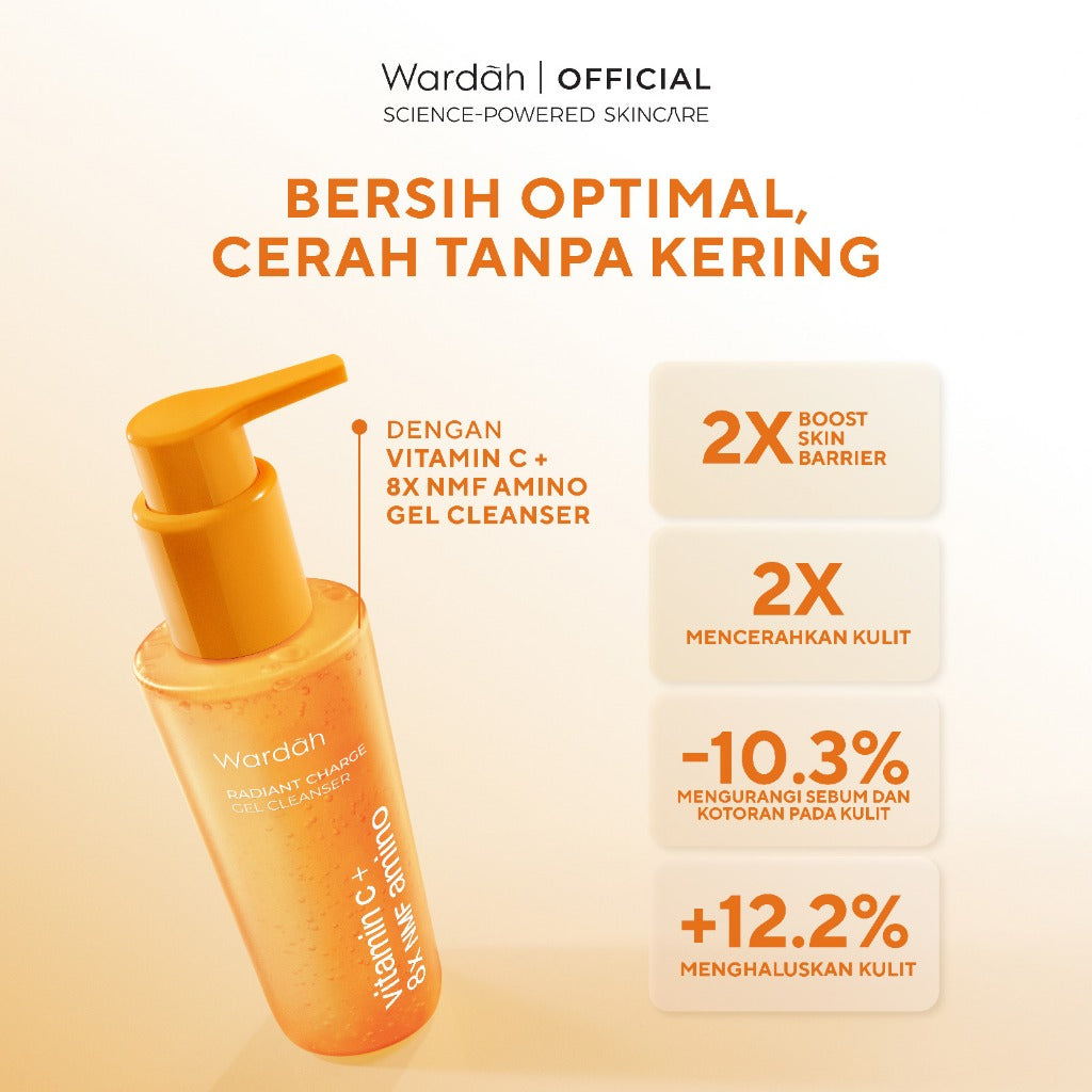 [New!] WARDAH Amino Gel Cleanser Vitamin C + 8X NMF Amino 120 mL - Sabun Cuci Muka Low pH untuk Kulit Kusam Dry Kering Senstive - Face Wash Membersihkan Mencerahkan Melembapkan Kulit - Kulit Sensitive - Pembersih Wajah - Facial Wash - Sabun Cuci Muka