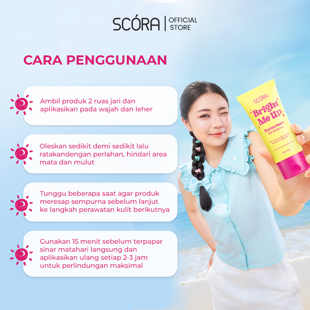 [Hero] SCORA Bright Me Up Sunscreen 40 gr Sunblock Mencerahkan Melindungi UV Menyerap Cepat Glowing Sepanjang Hari