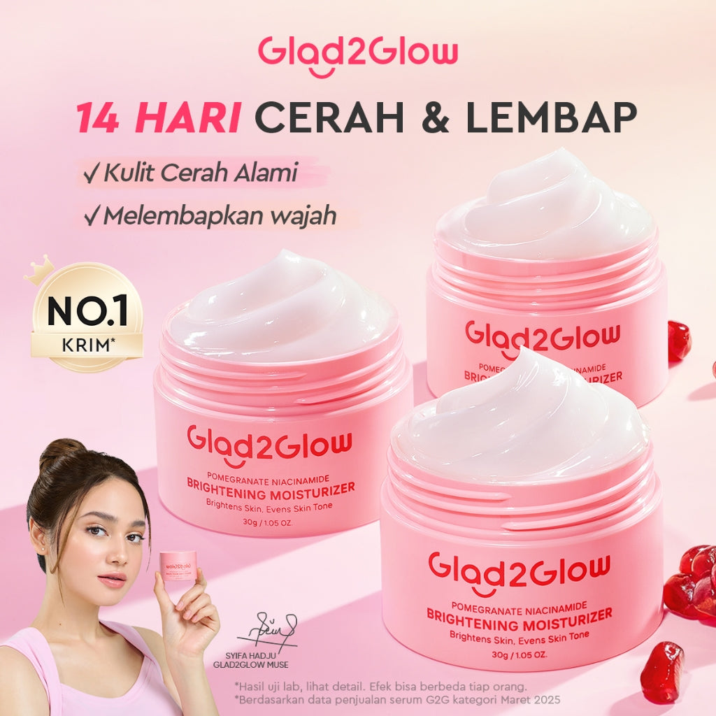 Glad2Glow Moisturizer Series Mencerahkan Pencerah Wajah Anti Jerawat Penuaan Hilangkan Flek Tenangkan Kulit Niacinamide 377 Retinol Centella Skincare Pelembab Esensi Perawatan Kulit Pelembab Wajah Pembersih day cream tone up g2g official store