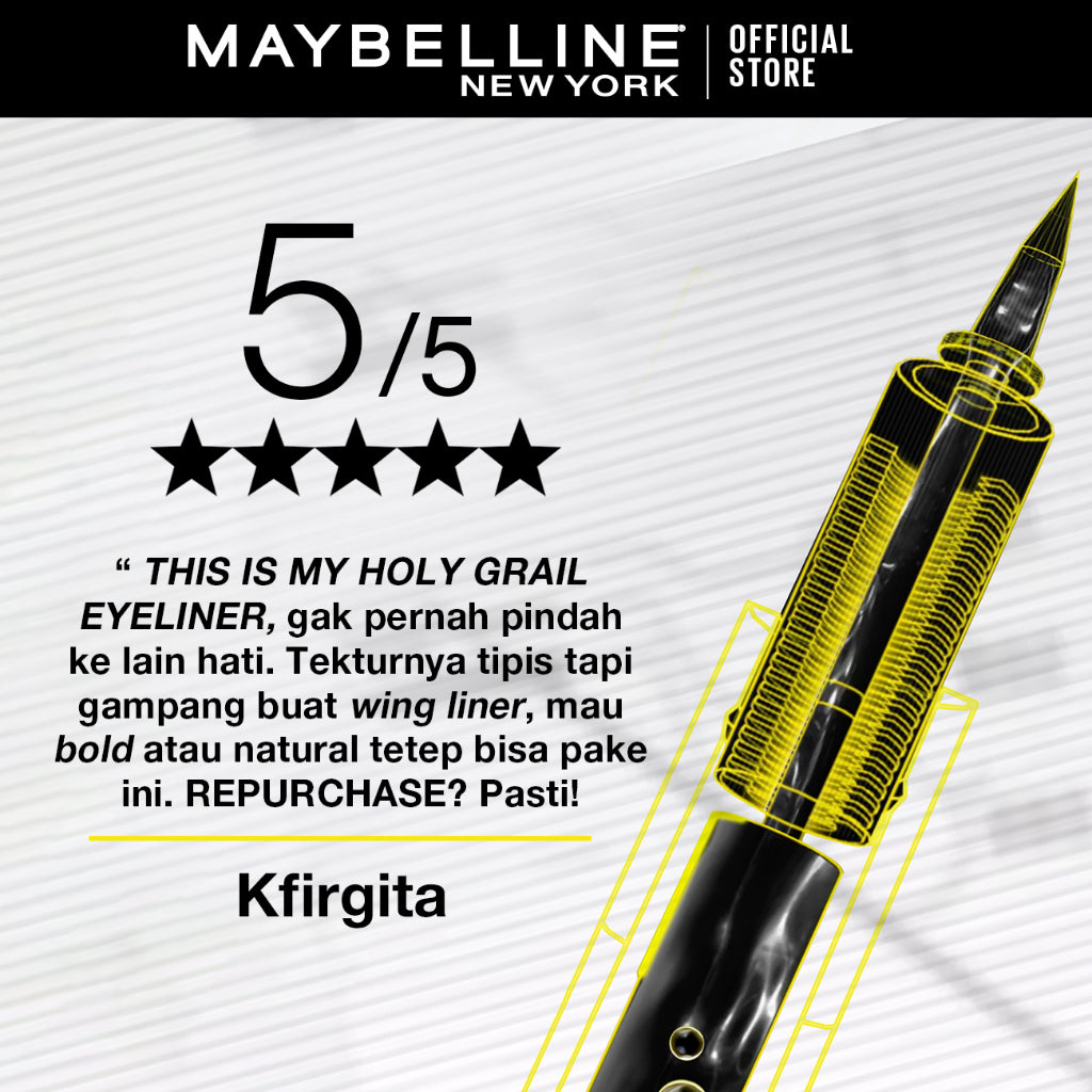 Maybelline Hypersharp Extreme Liquid Liner - 0.4gr (Eyeliner Eye Make Up Waterproof Tahan Air Long Lasting)
