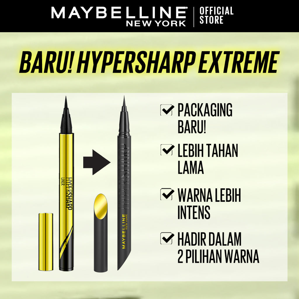 Maybelline Hypersharp Extreme Liquid Liner - 0.4gr (Eyeliner Eye Make Up Waterproof Tahan Air Long Lasting)