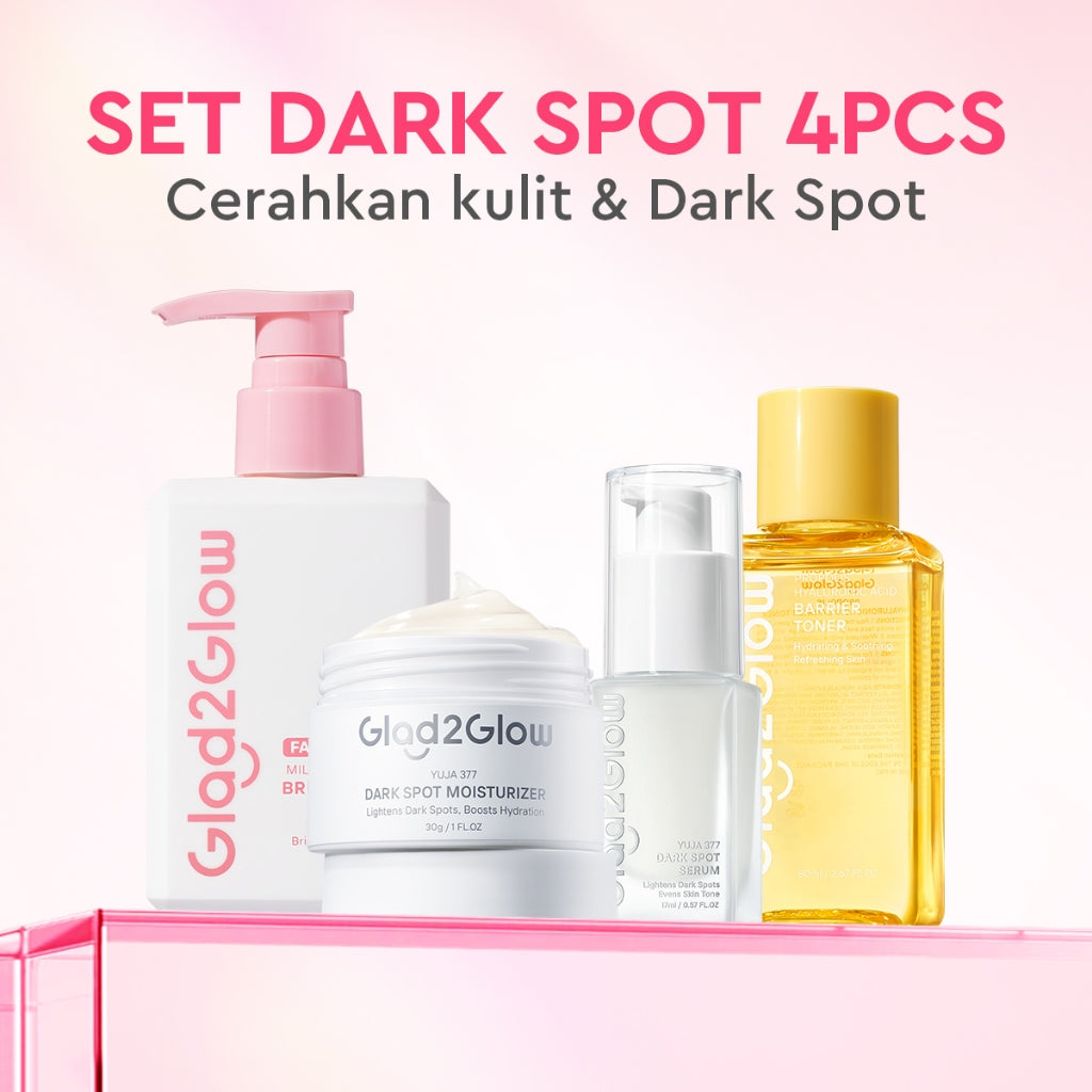 [Cocok Untuk Pemula] Glad2Glow Cerah Glowing Bundle 4in1-Brightening Moisturizer+Serum+Cleanser+toner+Peeling solution+Retinol 10%Niacinamide skincare paket pembersih perawatan kulit mencerahkan warna kulit pelembab wajah all in 1g2glow official store
