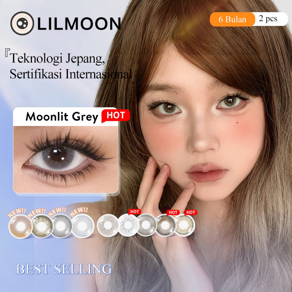 [Fuji Favorite] Lilmoon Softlens Kualitas Jepang softlens minus (0 sd -8.50) Moonlit Grey Color Lensa minus/natural contact softlens/softlens warna/Lensa kontak