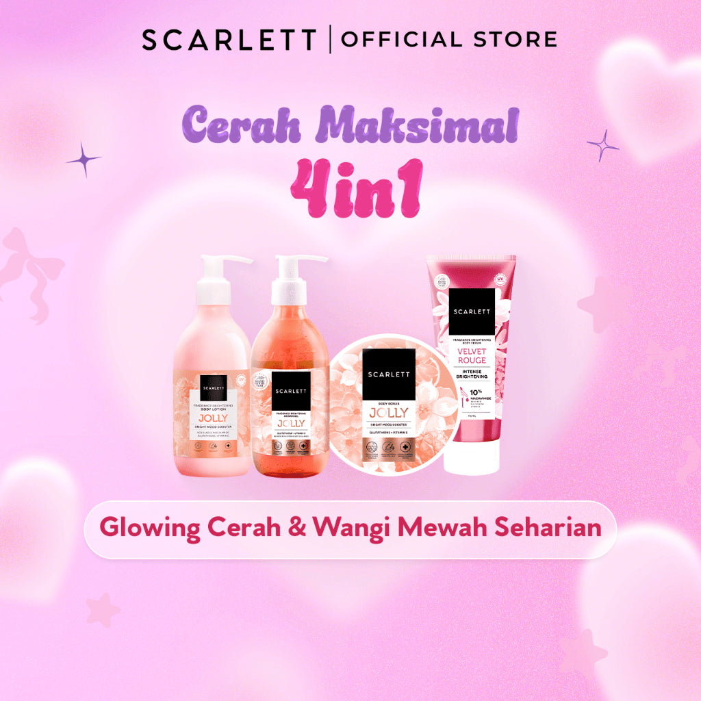 SCARLETT Top Picks Glow Body Care Series 5in1 Body Scrub + Shower Gel/Shower Scrub + Exfoliate + Body Serum + Body Lotion Paket Lengkap Fragrance Body Care | Aroma Wangi Mewah Tahan 12 Jam Mencerahkan Melembabkan Menutrisi Kulit