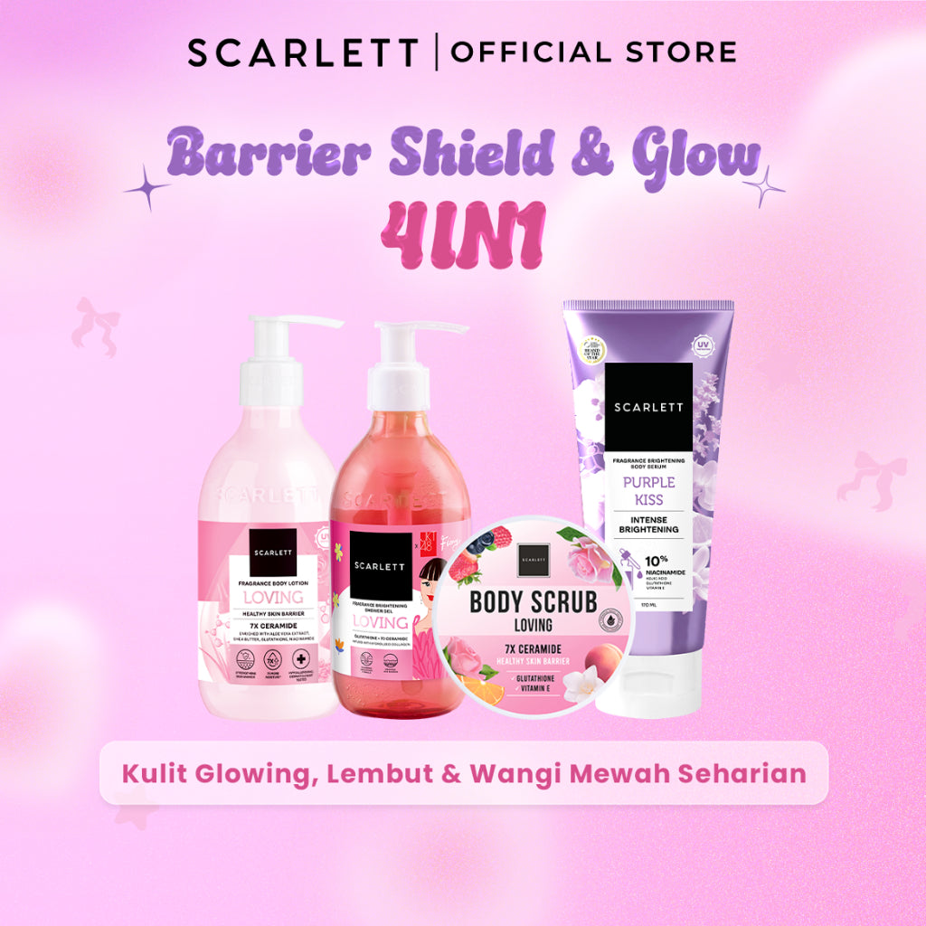 SCARLETT Top Picks Glow Body Care Series 5in1 Body Scrub + Shower Gel/Shower Scrub + Exfoliate + Body Serum + Body Lotion Paket Lengkap Fragrance Body Care | Aroma Wangi Mewah Tahan 12 Jam Mencerahkan Melembabkan Menutrisi Kulit
