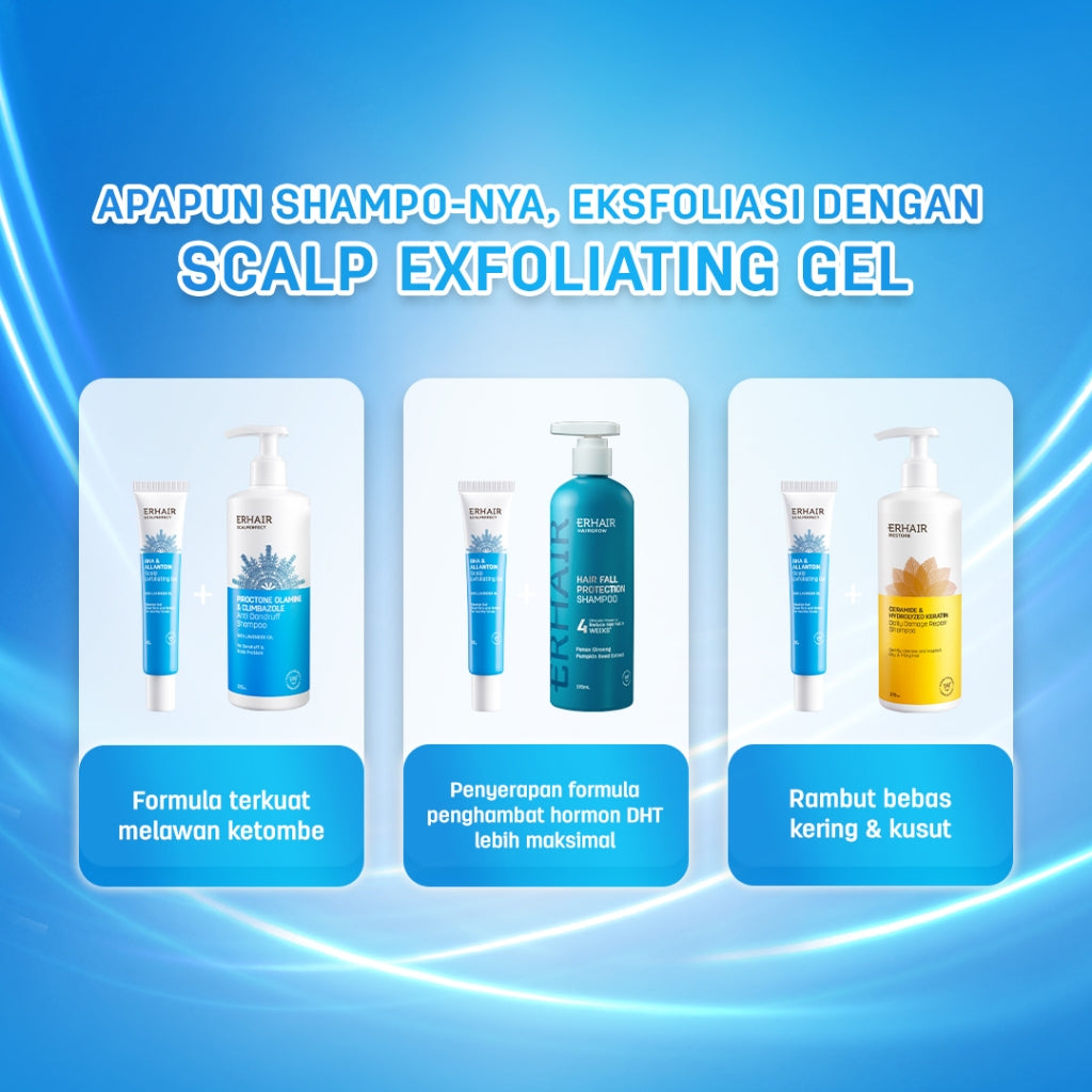 [GEL ANTI KETOMBE] ERHAIR Scalperfect Exfoliating Gel 65gr - Gel Eksfoliasi kulit kepala Anti Ketombe dan Seboroik | 2% Salicylic Acid
