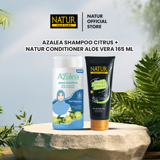 Azalea Shampoo Citrus Extract 180 ml & Natur Conditioner 165 ml - Paket Sampo Anti Ketombe dan Kondisioner