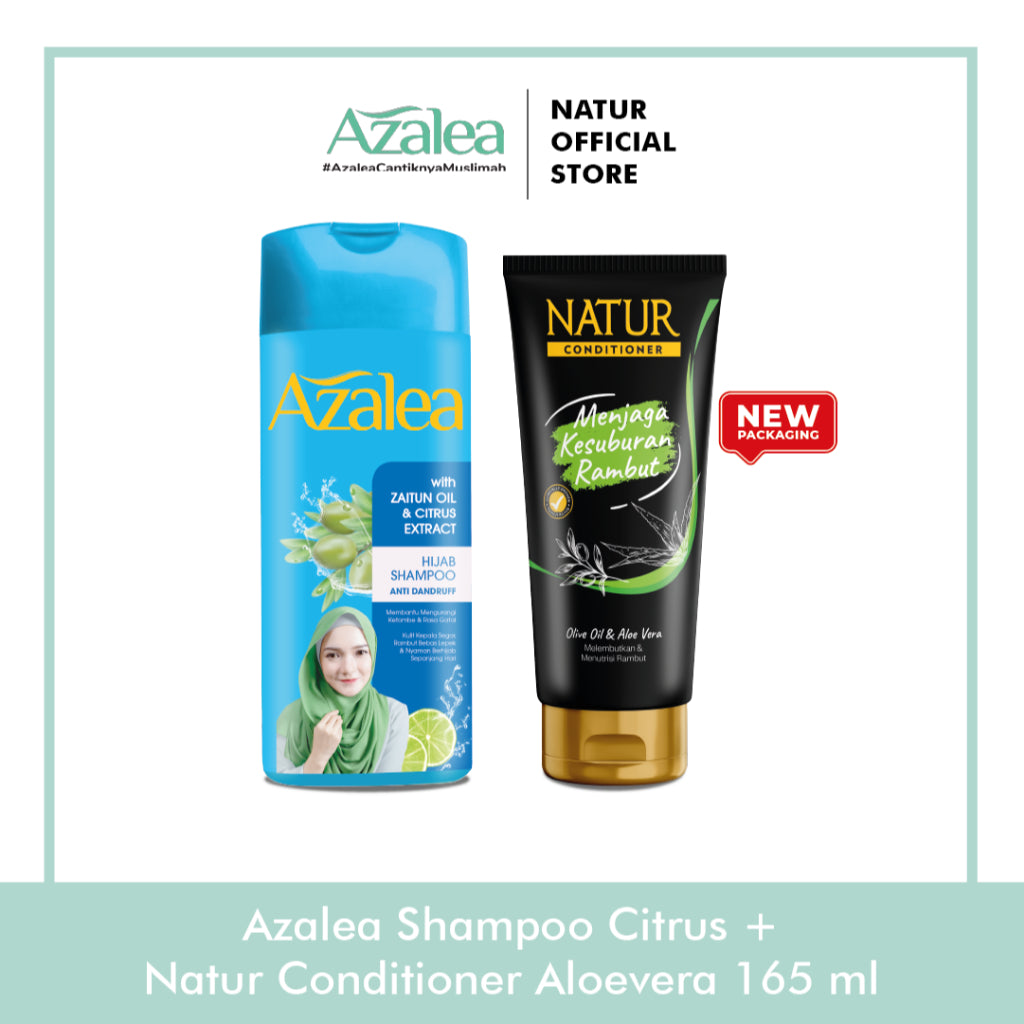 Azalea Shampoo Citrus Extract 180 ml & Natur Conditioner 165 ml - Paket Sampo Anti Ketombe dan Kondisioner