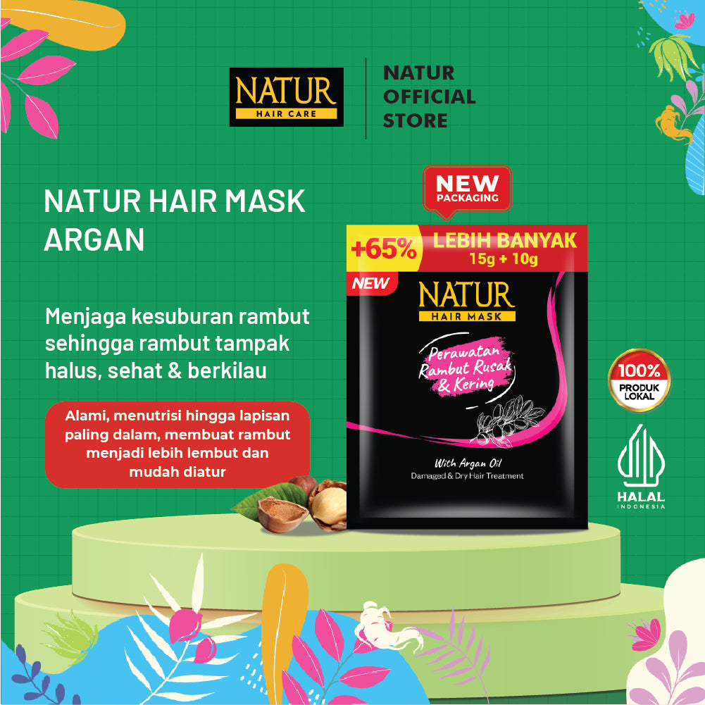 Natur Hair Mask Argan oil & Olive oil- Perawatan Rambut Rusak dan kering