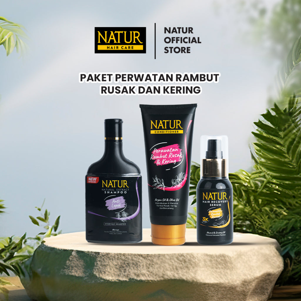Paket Rambut Rusak dan Kering - Shampoo, Conditioner, Hair Recovery Serum Rambut Rusak dan Kering