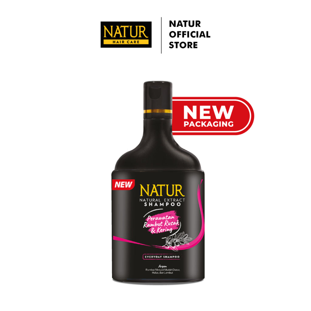 [NEW FORMULA] Natur Shampoo Argan Oil 140 ml - Shampoo Perawatan Rambut Diwarnai, Rusak, Kering, dan Bercabang