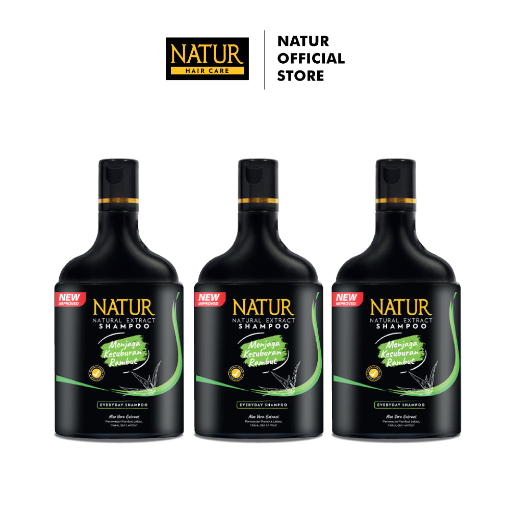 Triple Natur Shampoo Aloe Vera 140 ml - Paket Triple Sampo Menebalkan 3 pcs