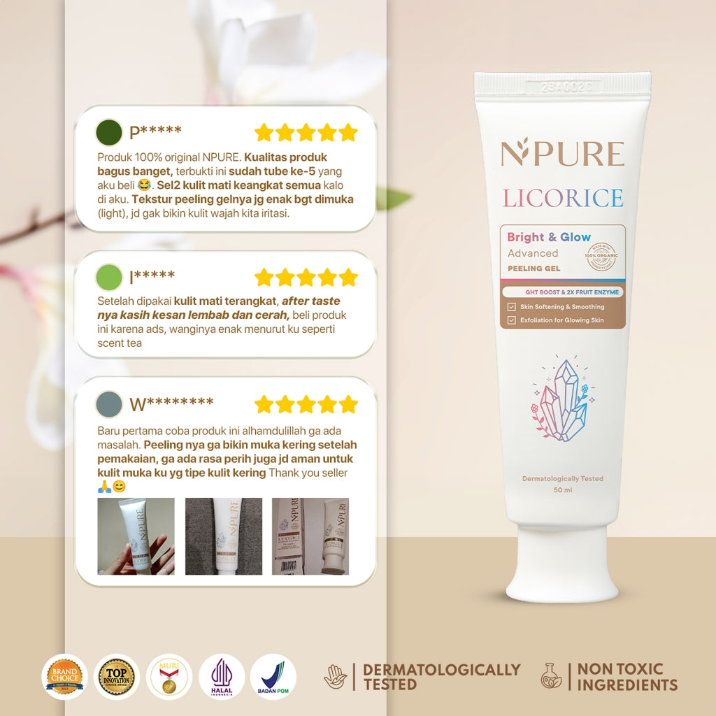 NPURE Peeling Gel Licorice / Advance Exfoliating / Brightening Glowing / Peeling Gel Penghilang Daki / Glowing Cerah