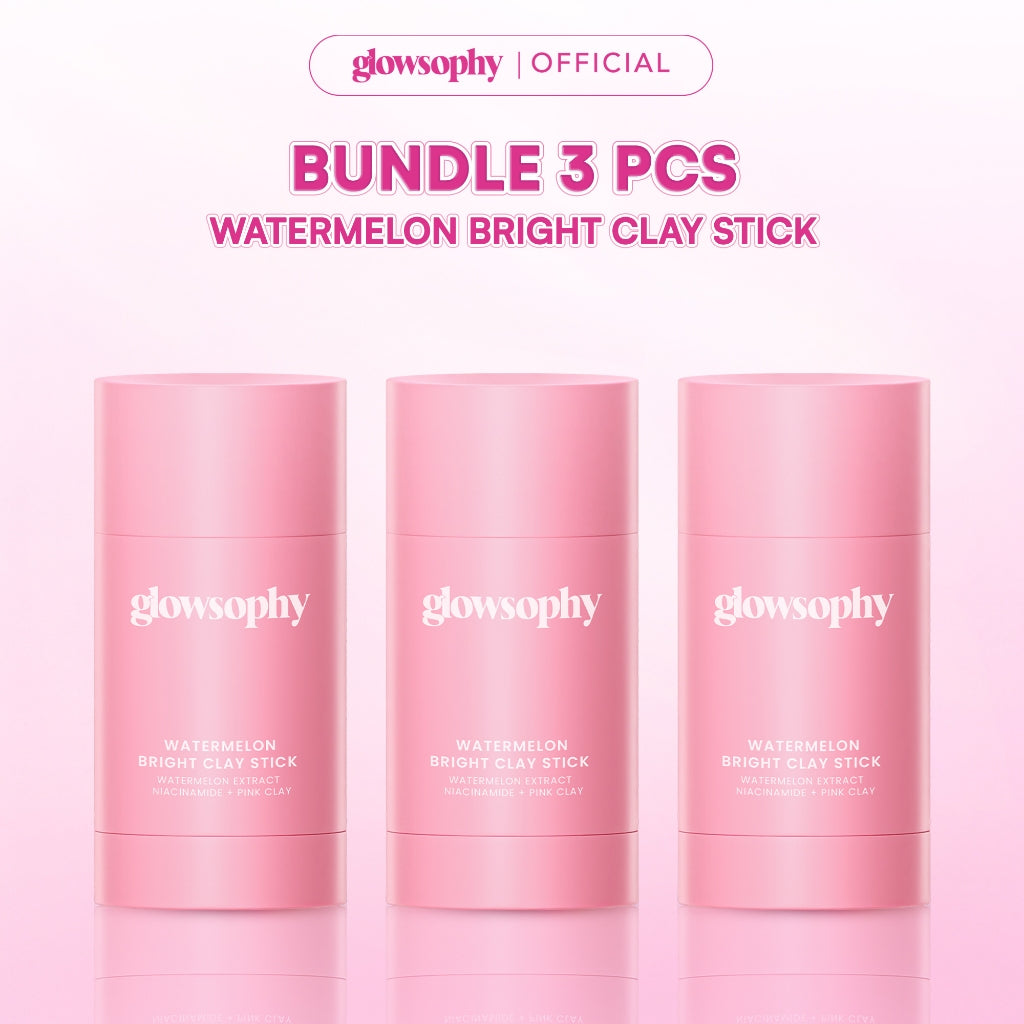 Glowsophy Watermelon Bright Clay Stick Mask 40g - Masker Wajah Glowing Mencerahkan, Meratakan Warna Kulit & Menyamarkan Noda Hitam Natural Eksfoliasi untuk Mengangkat Sel Kulit Mati Stick Wajah Face Cleansing Brightening Glowing Masker Eksfoliasi Wajah