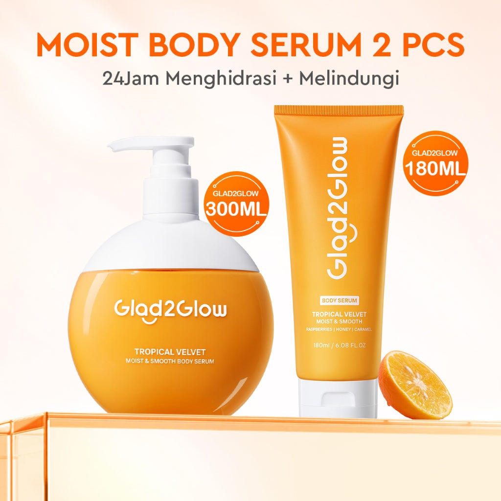 [SPECIAL DISCOUNT]GLAD2GLOW Tropical Velvet Moist & Smooth Hand Body Serum 300ml | Body Cream Body Lotion Menghidrasi Kulit Mencerahkan Dan Pemutih Tubuh Atasi Kulit Belang Brighty Body Care Whitening Skinvu body lotion glad2glow official store