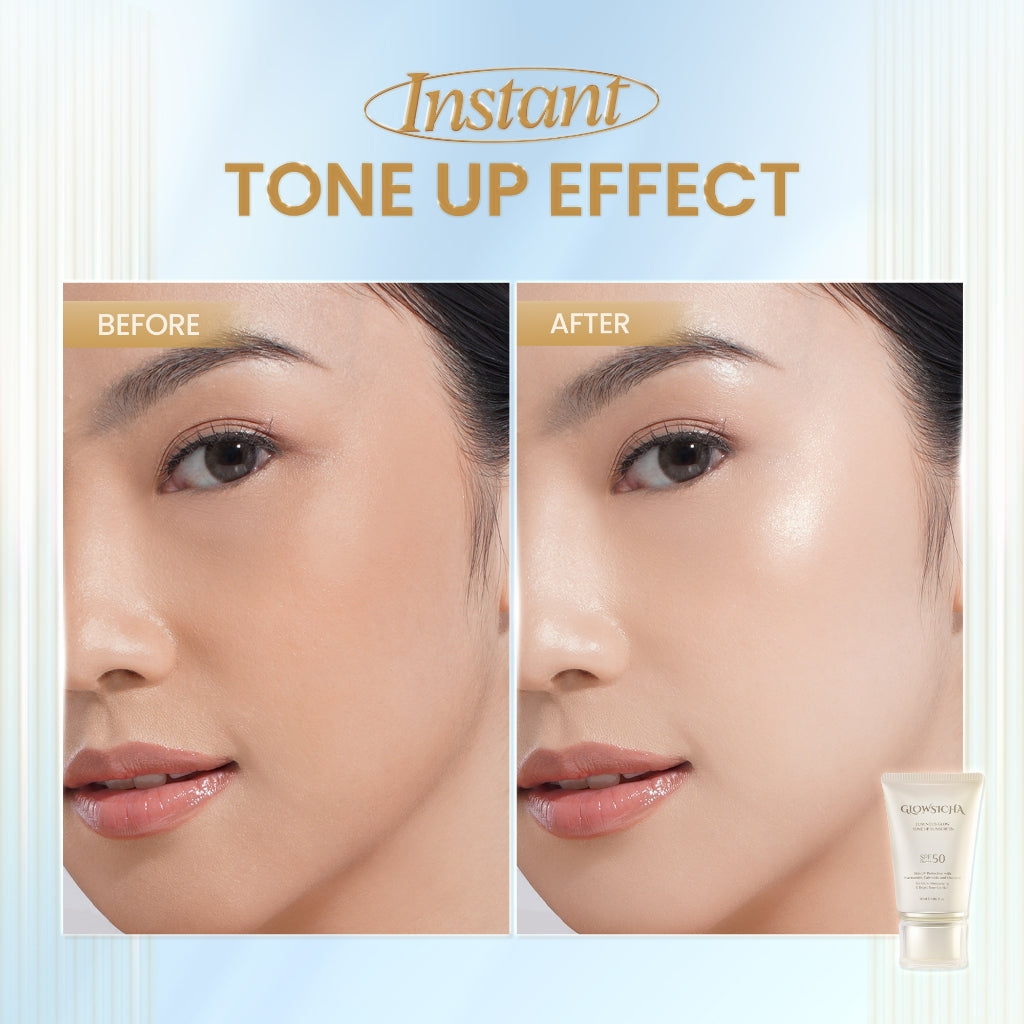 Glowsicha Bundle 2in1 Tone Up Sunscreen + Bright Day Cream - Paket Lengkap Krim Mencerahkan dan proteksi sinar UV SPF 50 PA+++