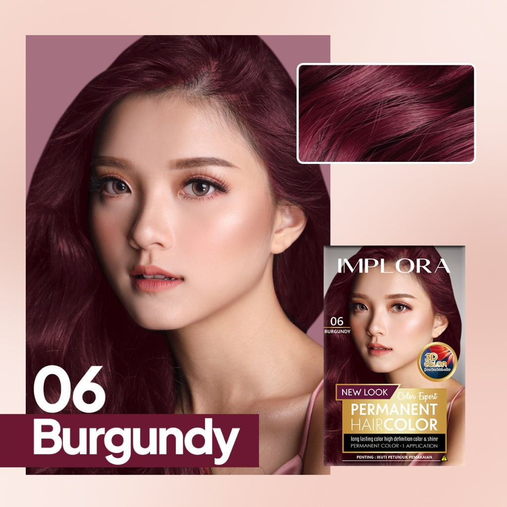 Implora New Permanent Hair Color | Pewarna Rambut Black Brown Burgundy