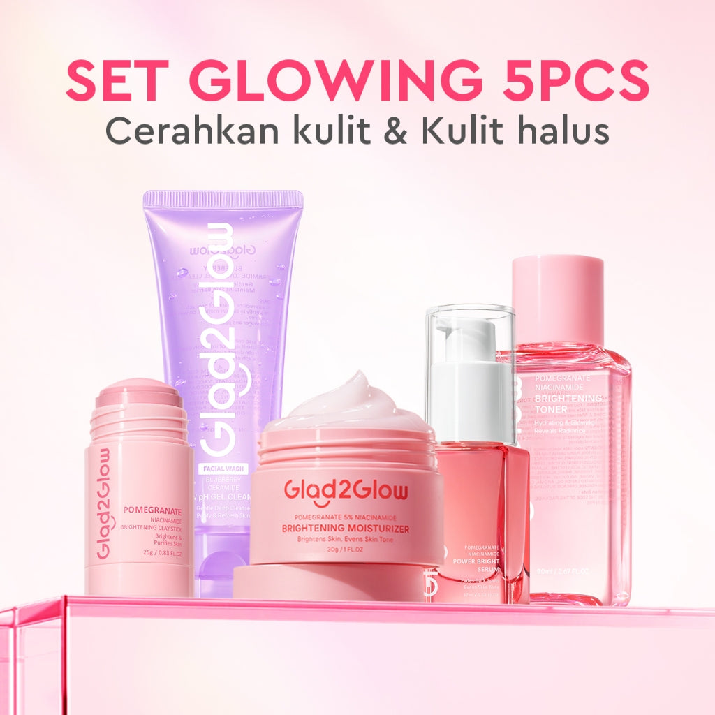 [HEMAT 60K]Glad2Glow Kulit Halus Bundle 7in1 eksfoliasi wajah Skincare Set-Pulihkan/Cerah Krim+Glowing Serum/Peeling Solution+ Cleanser+Eksfoliasi Toner-peeling whitening Moisturizer facial wash Pelembab skincare 1 set lengkap G2G glad2glow official store