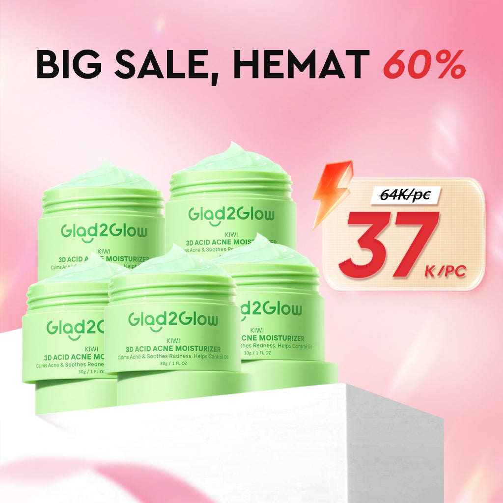 [Hemat 5PCS]Glad2Glow Moisturizer Series Mencerahkan Pencerah Wajah Anti Jerawat Penuaan Hilangkan Flek Tenangkan Kulit Niacinamide 377 Retinol Centella Skincare Pelembab Esensi Perawatan Kulit Pelembab Pembersih day cream tone up g2glow official store