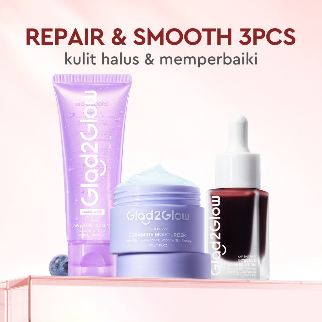 [Set Eksfoliasi]Glad2Glow Kulit Halus Bundle all in 1 - 2/3/4/5 PCS eksfoliasi wajah Skincare Set-Pulihkan/Cerah Krim+Peeling Solution+ Cleanser+Eksfoliasi Toner-peeling whitening Moisturizer facial wash Pelembab G2G glad2glow official store