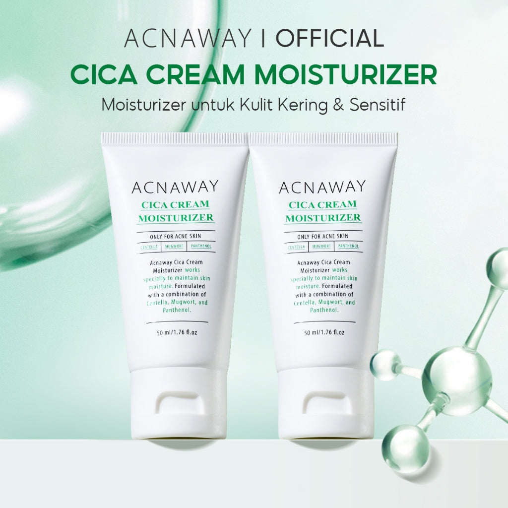 ACNAWAY Cica Cream Moisturizer – Pelembab Wajah untuk Kulit Berjerawat, Sensitif & Acne Prone | Melembapkan, Menenangkan, Mengatasi Jerawat Perawatan Kulit  Cepat Menyerap Moisturizer Cream Skin Barrier Moisture Krim Siang Centella + Mugwort + Panthenol