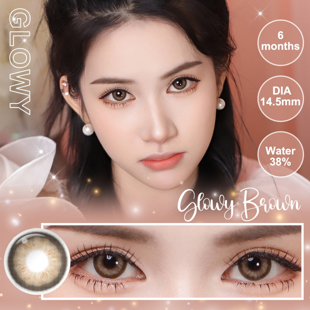 Magister Softlens Minus(0.00~-6.00) Glowy Series 14.5mm abu-abu coklat Gaya eksklusif soflen