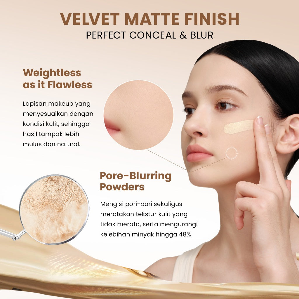 [NEW UPGRADE] YOU NoutriWear+ Perfect Cover Liquid Velvet Liquid Foundation Foundation Dengan Sunscreen High Coverage SPF 35 Velvet Matte Finish
