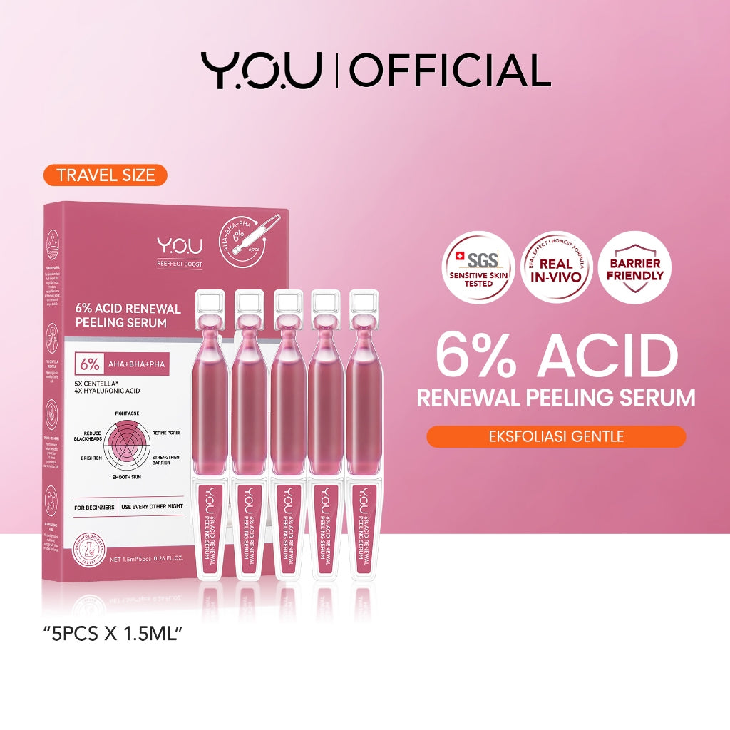 YOU 6% ACID RENEWAL PEELING SERUM AHA BHA PHA Serum Eksfoliasi Untuk Kulit Cerah dan Halus